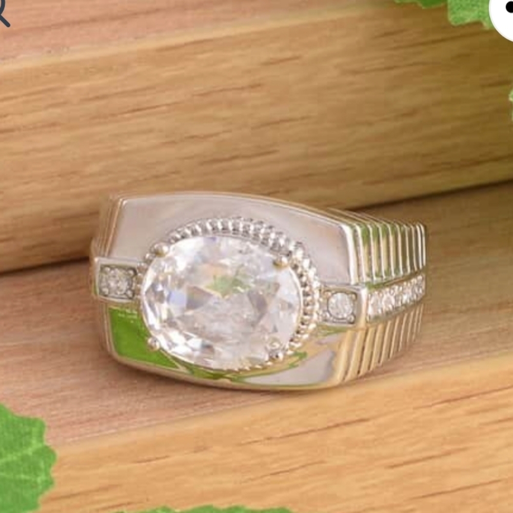 🆕️💎 Simulated Diamond Men's Ring in Silvertone (Size 11.0) 8.50 ctw💎
